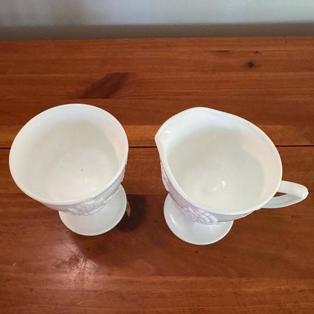 Vtg Indiana Colony Harvest Grape Milk Glass 5 Pc Set Plate Cup Saucer Cream Suga - Picture 11 of 11